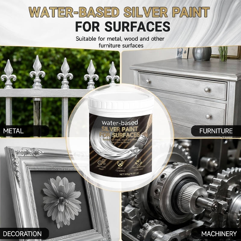 🎨✨ Water-based Silver Paint – Eco-friendly, quick-drying, with a shiny silver finish – Pay on delivery 🖌️✅